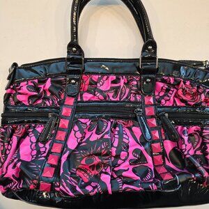 Iron Fist Red & Pink Roses/ Skulls Bag